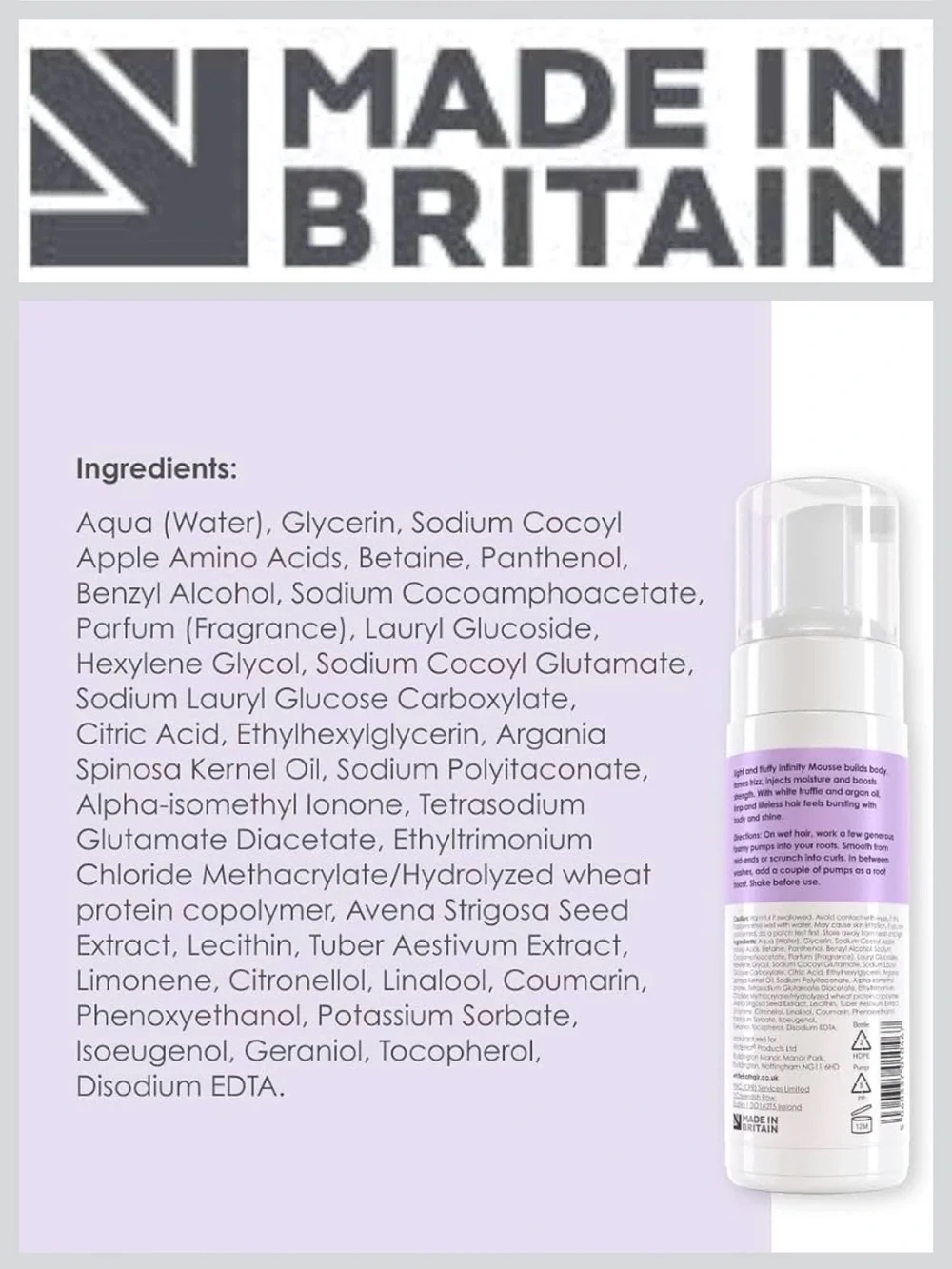 Infinity Mousse - Lightweight Styling Mousse for White & Grey Hair, Lavender